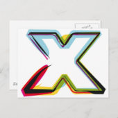 Carte Postale Lettre Abstraite et colorée X (Devant / Derrière)