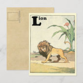 Carte Postale LETTRE ALPHABET Lion Jungle Sepia (Devant / Derrière)