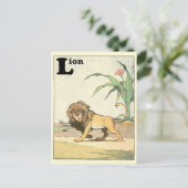 Carte Postale LETTRE ALPHABET Lion Jungle Sepia (Debout devant)