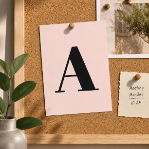 Carte Postale Lettre Alphabet Personnalisé Rose Minimaliste Mo