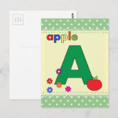 Carte Postale LETTRE Apple A (Devant / Derrière)