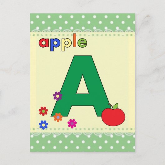 Carte Postale LETTRE Apple A (Devant)