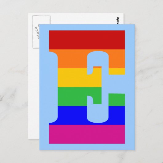 Carte Postale LETTRE arc-en-ciel E (Devant / Derrière)