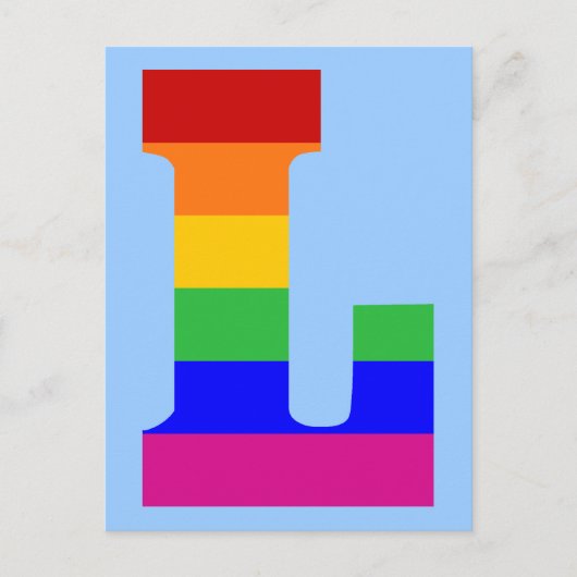 Carte Postale LETTRE arc-en-ciel L (Devant)