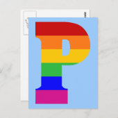 Carte Postale LETTRE arc-en-ciel P (Devant / Derrière)