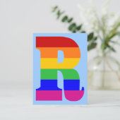 Carte Postale LETTRE arc-en-ciel R (Debout devant)
