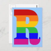 Carte Postale LETTRE arc-en-ciel R (Devant / Derrière)