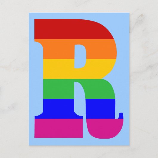 Carte Postale LETTRE arc-en-ciel R (Devant)