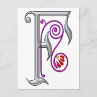 Carte Postale Lettre Argent F Ornementale II Imprimée