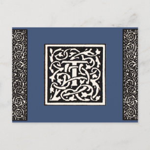 Carte Postale Lettre Art Nouveau T Monogramme Vintage