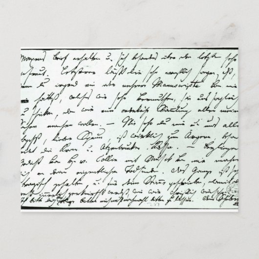Carte Postale Lettre autographe de Franz Schubert (Devant)