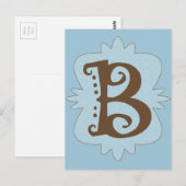 Carte Postale Lettre B Conception du monogramme (Devant / Derrière)