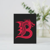 Carte Postale Lettre B de style dragon, alphabet du dragon, mono (Debout devant)