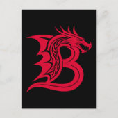 Carte Postale Lettre B de style dragon, alphabet du dragon, mono (Devant)