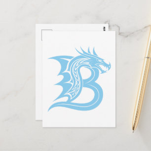 Carte Postale Lettre B de style dragon, alphabet du dragon, mono