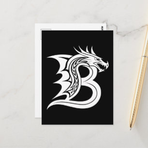 Carte Postale Lettre B de style Dragon, Alphabet du Dragon, Mono