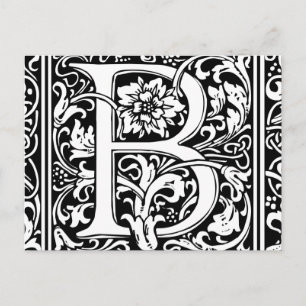 Carte Postale Lettre B Monogramme Art Nouveau Médiéval