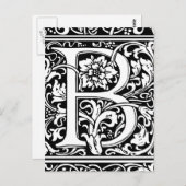 Carte Postale Lettre B Monogramme médiéval Art Nouveau (Devant / Derrière)