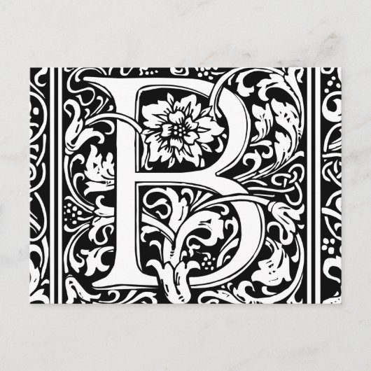 Carte Postale Lettre B Monogramme médiéval Art Nouveau (Devant)