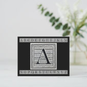 Carte Postale Lettre bloc "A" Woodblock Initial (Debout devant)