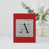 Carte Postale Lettre bloc "A" Woodblock Initial (Debout devant)