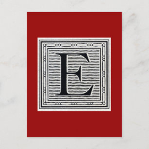 Carte Postale Lettre bloc "E" Bois coupé en bois