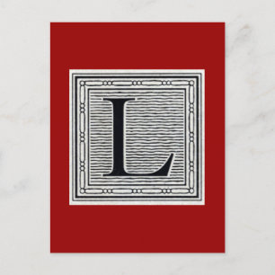 Carte Postale Lettre bloc "L" Bois coupé en bois