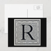Carte Postale Lettre bloc "R" Bois coupé en bois (Devant / Derrière)