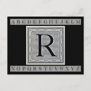 Carte Postale Lettre bloc "R" Bois coupé en bois