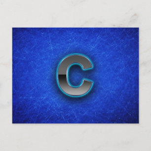 Carte Postale Lettre C - édition bleue au néon