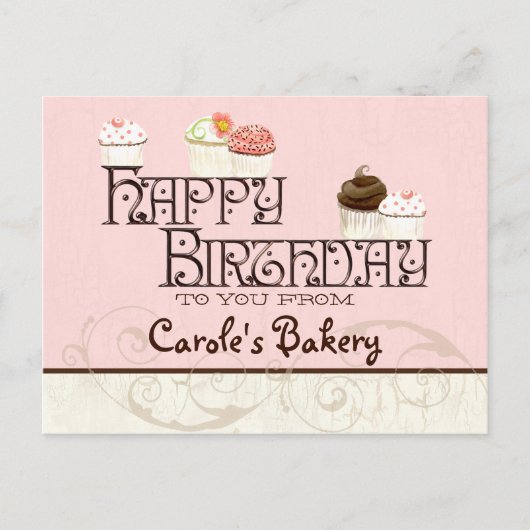 Carte Postale Lettre C Joyeux Anniversaire Cupcake Business Cart (Devant)