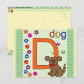 CARTE POSTALE LETTRE CHIEN D (Devant / Derrière)