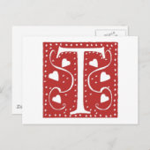 CARTE POSTALE LETTRE COEUR MARIAGE T (Devant / Derrière)