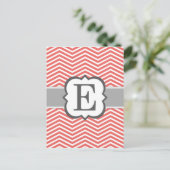 Carte Postale Lettre corail blanc monogramme E Chevron (Debout devant)
