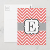 Carte Postale Lettre corail blanc monogramme E Chevron (Devant / Derrière)