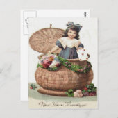 Carte Postale LETTRE COTE PETITE FILLE GARLANDE WREath (Devant / Derrière)