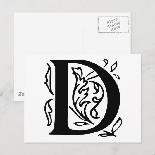 Carte Postale Lettre D (Devant / Derrière)