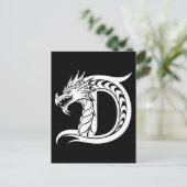 Carte Postale Lettre D de style dragon, Alphabet de dragon, Mono (Debout devant)