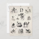 Carte Postale Lettre D d'un abécédaire, 1832 (Devant / Derrière)