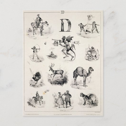 Carte Postale Lettre D d'un abécédaire, 1832 (Devant)
