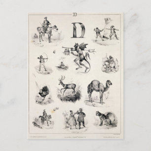 Carte Postale Lettre D d'un alphabet, 1832