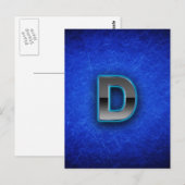 Carte Postale Lettre D - édition bleu néon (Devant / Derrière)