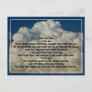Carte Postale Lettre d'amour aux parents