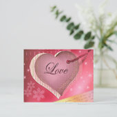 Carte Postale Lettre d'amour du coeur rose (Debout devant)