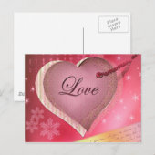 Carte Postale Lettre d'amour du coeur rose (Devant / Derrière)