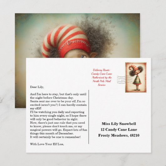 Carte Postale Lettre d'arrivée de l'elfe | Message de bienvenue (Devant / Derrière)