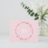 Carte Postale Lettre de couronne fleurie rose monogramme (Debout devant)
