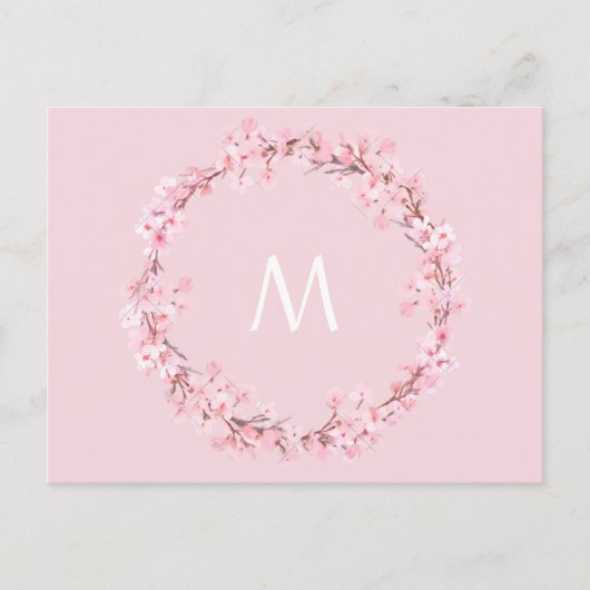 Carte Postale Lettre de couronne fleurie rose monogramme (Devant)