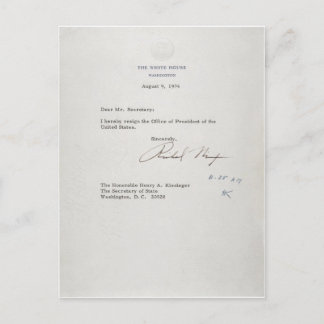 Carte Postale Lettre de démission du Président Richard M. Nixon