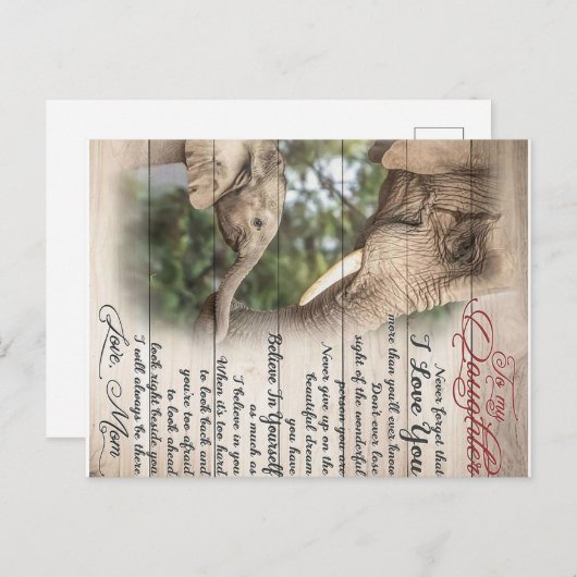 Carte Postale Lettre de maman à ma fille, Cadeau d'anniversaire (Devant / Derrière)